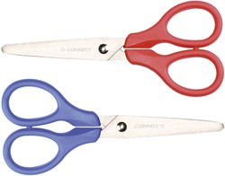 Q-CONNECT ciseaux, ft 13 cm, droite en gauche, bouts rond, inox, couleurs assorties, blister de 1 pièce