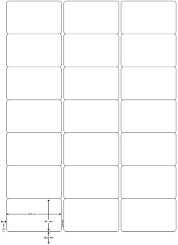Q-CONNECT étiquettes, blanc, coins arrondis, 63,5 x 38,1 mm, 100 feuilles, 21 étiquettes par feuille-2