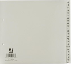 Q-CONNECT intercalaires, ft 21 x 23 cm, PP, 2 trous, jeu de A-Z, gris