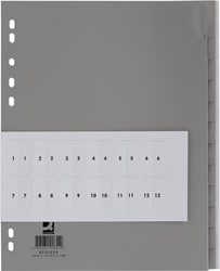 Q-CONNECT intercalaires, A4, PP, 11 trous, 12 onglets, gris