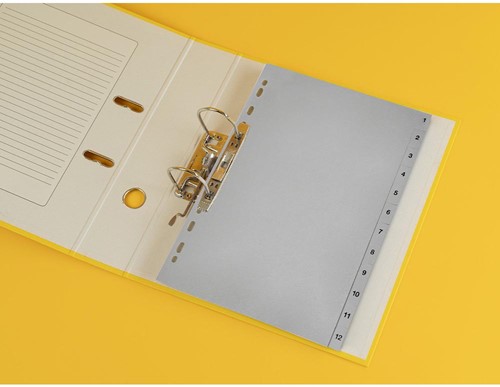 Q-CONNECT intercalaires, A4, PP, 11 trous, avec page de garde, jeu de 1-12, gris-3