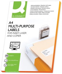 Q-CONNECT étiquettes, blanc, coins arrondis, 63,5 x 33,9 mm, 100 feuilles, 24 étiquettes par feuille