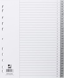 Q-CONNECT intercalaires, A4, PP, 11-gaatspeforatie, avec page de garde, jeu de 1-31, 31 onglets, gris