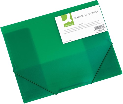 Q-CONNECT farde à rabats, A4, 3 rabats et élastiques, PP transparent, vert