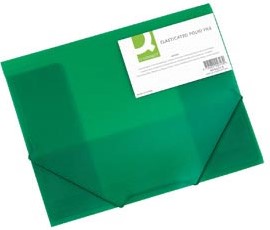 Q-CONNECT farde à rabats, A4, 3 rabats et élastiques, PP transparent, vert-2