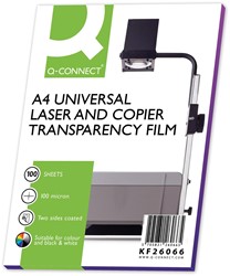 Q-CONNECT transparents de rétroprojections pour imprimantes laser, ft A4, paquet de 100 feuilles