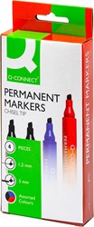 Q-CONNECT marqueur permanent, 2-5 mm, pointe biseautée, couleurs assorties, étui de 4 pièces