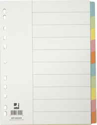 Q-CONNECT intercalaires, A4, carton, 11 trous, 10 onglets, couleurs assorties