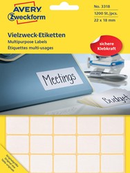 Avery Zweckform 3318 étiquettes mini, ft 22 x 18 mm, 1.200 étiquettes, blanc