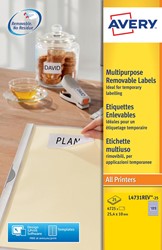 Avery L4731REV-25 étiquettes enlevables ft 25,4 x 10 mm (b x h), 4.725 étiquettes, blanc