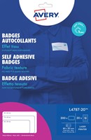 Avery L4787-20 badge adhésif ft 80 x 50 mm, boîte de 200 pièces, blanc-bleu