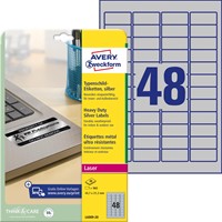 Avery étiquettes ultra résistantes argentées ft 45,7 x 21,2 mm (l x h), 960 pièces, 48 par feuille-2