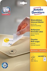 Avery Zweckform L6023REV-25 étiquettes enlevables ft 63,5 x 38,1 mm (b x h), 525 étiquettes, blanc