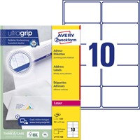 Avery L7173, Etiquettes d'expédition, Laser, Ultragrip, blanches, 100 pages, 10 per page, 99,1 x 57 mm-2