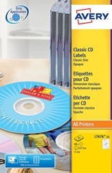 Avery L7676-25 étiquettes pour CD, diamètre 117 mm, 50 étiquettes, blanc