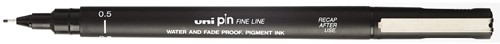 Uni Pin fineliner, pointe ronde, 0,5 mm, noir