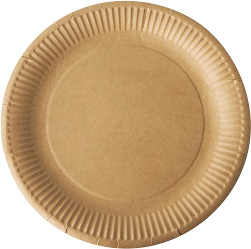 Assiette "pure", ronde, brune, diamètre 23 cm, en carton, paquet de 20 pièces