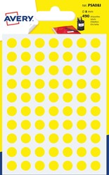 Avery PSA08J etiquettes pastilles rondes, diamètre 8 mm, blister de 490 pièces, jaune