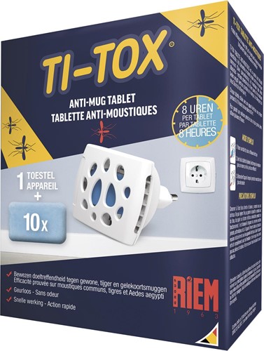 Riem Ti-Tox anti-moustique starter kit, 1 évaporateur électrique + 10 tablettes