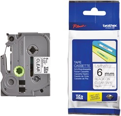 Brother TZe ruban pour P-Touch 6 mm, noir sur transparent