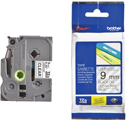 Brother TZe ruban pour P-Touch 9 mm, noir sur transparent