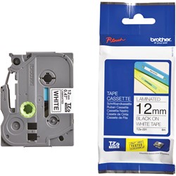 Brother TZe ruban pour P-Touch, 12 mm, noir sur blanc