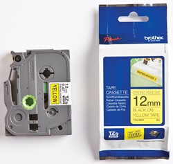 Brother TZe ruban pour P-Touch, 12 mm, noir sur jaune